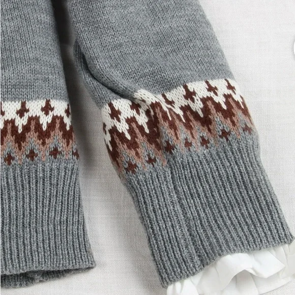 Gray Fair Isle Cardigan - Picture 5 of 7